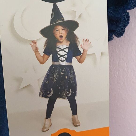 🔥MIDNIGHT WITCH COSTUME KIDS GIRLS SZ LARGE NEW - Picture 2 of 8